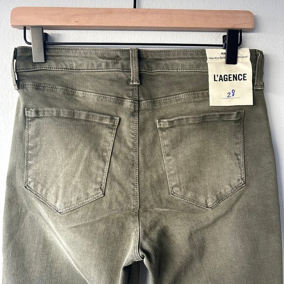 L’Agence Jeans Margot High Rise Skinny Olive Green Women's Size 28 NWT - Picture 5 of 10